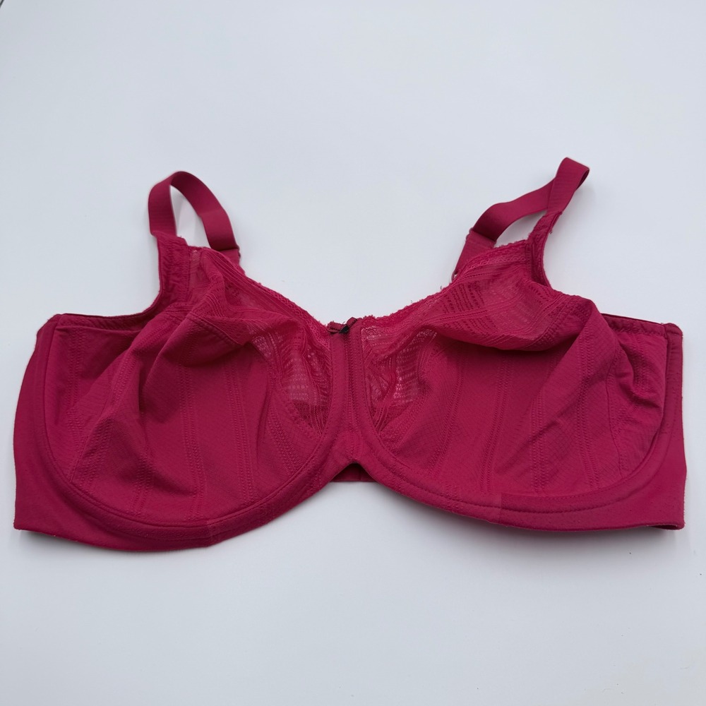 Lilyette Maidenform Minimizer Bra 40DDD Pink Lace Underwire Full Coverage 0434‎